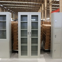 Armoire de classement métallique en acier démontable avec porte vitrée, couleur résistante, design moderne, pour employés de bureau et hôpitaux