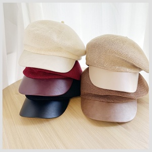 Béret polyvalent pour femme, style rétro coréen, casquette octogonale en maille à visière bec de canard pour tenue décontractée - Product Image 2