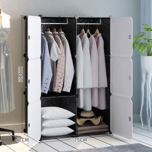 <span class=keywords><strong>Armario</strong></span> de Plástico Moderno para Ropa, Mueble de Dormitorio de 3 Columnas y 12 Puertas con Adhesivos - Product Image 1
