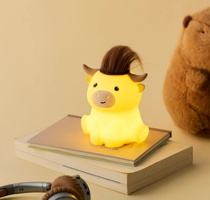 Cute Animal Silicone Highland Cow Pat Night <b>Light</b> Dimming Bedroom Bedside Atmosphere <b>Sleep</b> Lamp usb rechargeable for kids - Product Image 3