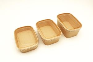 Vente en gros bol alimentaire rectangulaire emballage boîte à déjeuner jetable en papier Kraft et blanc - Product Image 5