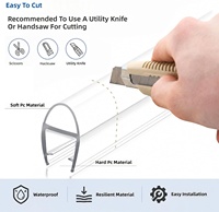 Bande d'étanchéité de douche en forme de D pour portes en verre sans cadre, joint vertical anti-éclaboussures, étanche et facile à installer