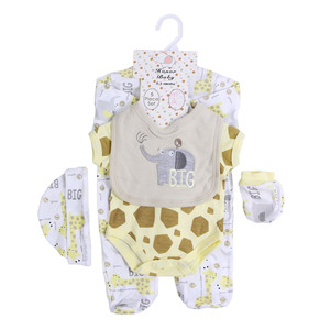 100% 棉连体衣礼品套装，适合女孩和男孩，5 件套，可爱动物图案连体衣，精品新生婴儿衣服，适合 0-3 个月婴儿 - Product Image 5