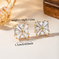 Boucles d'oreilles clous plaquées or éblouissantes, motif soleil, cristal baguette, croix, taille triligne, étoile scintillante, bijoux de mode pour femme, cadeau