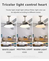 Ventilateur de plafond moderne et simple avec lumière, télécommande 52 pouces, directement de l'usine