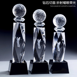 Crystal Golf <b>Trophy</b> 3D Laser <b>Engraved</b> With Golfer Figure For Sports Awards And Champions - Product Image 5