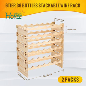 2 pezzi 6 Tier 36 porta vino in legno espositore scaffali in piedi in legno portabottiglie per la <span class=keywords><strong>cucina</strong></span>, cantina, pavimento - Product Image 4