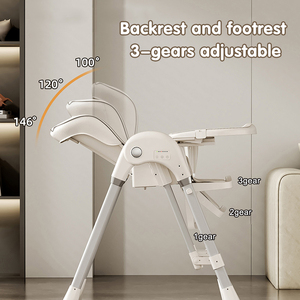 Chaise haute électrique pour bébé 3 en 1, chaise haute pour repas, chaise haute portable, chaise haute pliable, design élégant - Product Image 3
