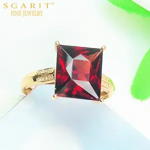 SGARIT classic vintage daily wearing gemstone jewelry with price 18k gold women ring 4.8ct natural red garnet ring