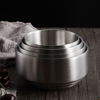 Bol à soupe en métal à double paroi, qualité alimentaire, acier inoxydable 304, bol de cuisine, bol à riz coréen avec couvercle