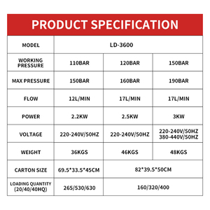 LORDMATE Nueva Hidrolavadora Eléctrica de Alta Presión de Uso Rudo 380V con Bomba Tríplex <span class=keywords><strong>para</strong></span> Lavado de Coches y Limpieza a Chorro en Talleres - Product Image 4
