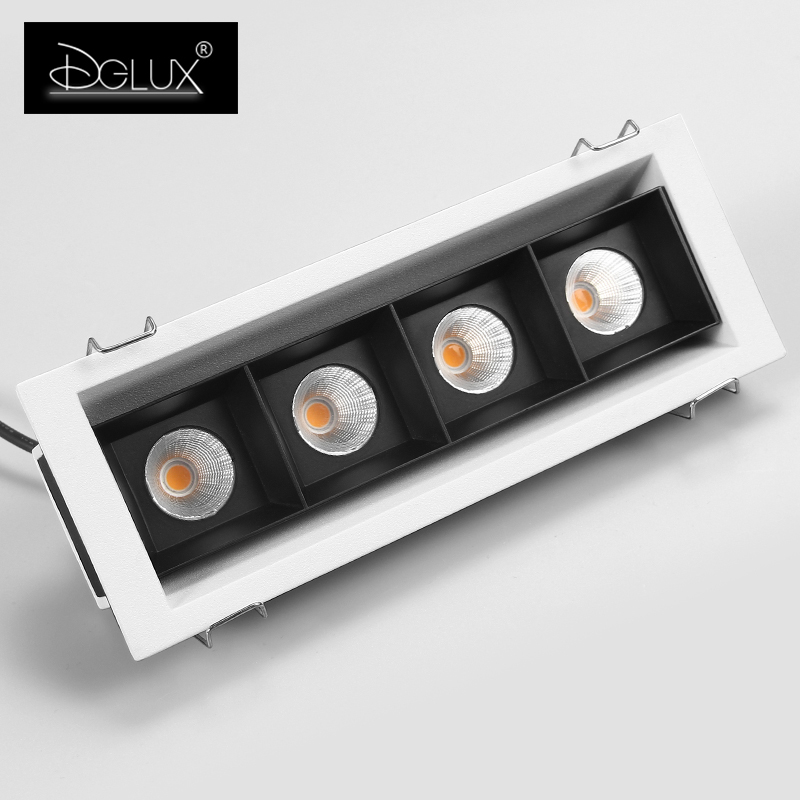 סין יצרן אלומיניום אנטי בוהק שקוע 20w Led גריל אור Cob בית מלון וילה סורג למטה אור עבור קיר מכונת כביסה