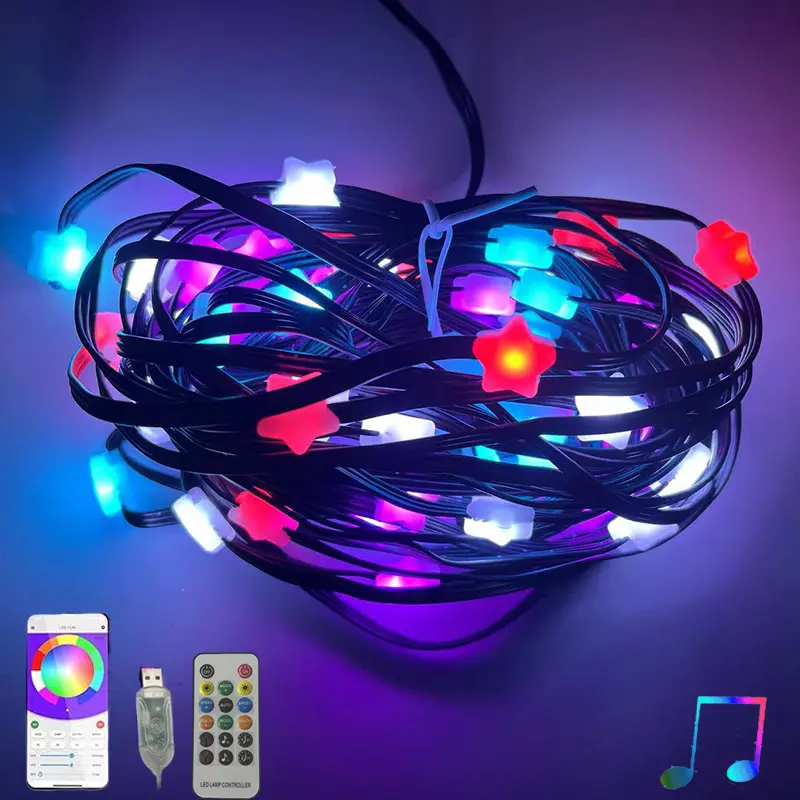 Digital Dream Color RGB Smart Fairy Voice Control IP65 Musical Holiday Living Christmas Led Strip Light