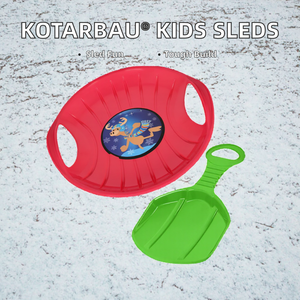 Ensemble de deux glisseurs et luges en plastique rose, diamètre 60 cm, durables pour enfants, pour la glisse sur neige en extérieur en hiver - Product Image 2