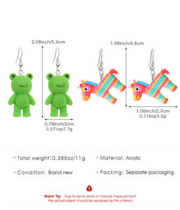 Nuovi <span class=keywords><strong>Orecchini</strong></span> Divertenti e Creativi a Forma di Pony in Acrilico Colorato con Ciondolo in Lega per Donne, Stile Cartoon di Nicchia Adatto per Ragazze e Bambini - Product Image 5