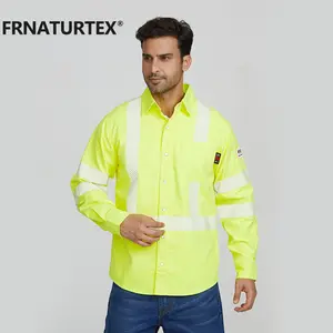 FRNATURTEX-uniforme de soldadura FR, aceite y Gas ignífugo de uniforme de seguridad, camisas de trabajo reflectantes