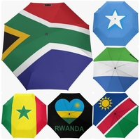 Parapluie entièrement automatique de haute qualité imprimé avec les drapeaux des pays du continent africain (Rwanda, Afrique du Sud, Somalie, Sierra Leone, Sénégal) – Style national créatif