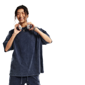 T-shirt personnalisé en coton vintage 315 g/m², 100 % coton, tricoté, pour homme, avec impression de logo personnalisée, pré-rétréci, t-shirt décontracté uni - Product Image 1