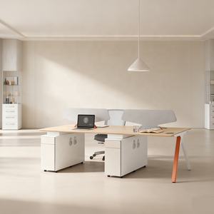 طاولة مكتب خطية أنيقة وعصرية بيضاء لغرفة الاجتماعات، أثاث مكتبي، طاولة مؤتمرات واجتماعات، طاولة عمل - Product Image 1