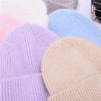 Chapeau en laine de cachemire et fourrure de lapin angora, écologique, durable, décontracté, luxueux, moelleux, pour filles et femmes, bonnet tricoté d'hiver