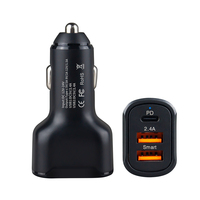 Chargeur de voiture 3 Ports USB type-c PD 18W + 2,4 a, pour téléphone portable, prix de gros d'usine