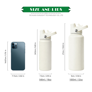 <span class=keywords><strong>Borraccia</strong></span> Ecologica Termica da 1000ml in Metallo <span class=keywords><strong>con</strong></span> Logo Personalizzato, Bottiglia d'Acqua in Acciaio Inossidabile <span class=keywords><strong>con</strong></span> <span class=keywords><strong>Cannuccia</strong></span> - Product Image 4