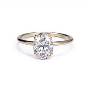 Oval Cut Moissanite Engagement Ring Solid Gold Women <b>Wedding</b> <b>Band</b> 6x8mm Jewelry - Product Image 4