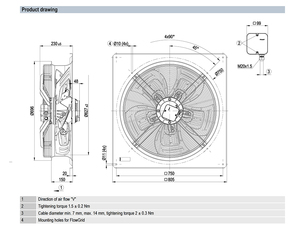 Ventilador axial de CA de 630 mm ebm-papst W4D630-GF03-03, ventilador de refrigeración industrial de alta resistencia para sistemas HVAC y torres de enfriamiento - Product Image 2