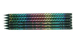 Crayon pour enfants personnalisé avec logo imprimé, en bois noir standard HB avec gomme, couleur arc-en-ciel populaire - Product Image 2