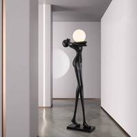 Postmoderne noir moderne intérieur LED hôtel Sculpture lampadaire surdimensionné résine corps Art E27 Base pour usage commercial résidentiel