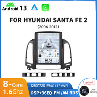 Radio para Auto Android 13, Pantalla IPS 1280*720, Car-play, 8 Núcleos, 4G LTE, Navegador, Compatible con HYUNDAI SANTA FE 2 2006-2012