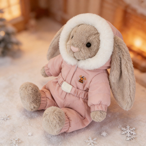 Juguetes de Peluche de Conejito con Traje de Esquí Jelly Catt al por Mayor - Regalo Perfecto, Regalo para Parejas de Boda, Peluche Estético con Cuello de Piel Rosa - Product Image 2