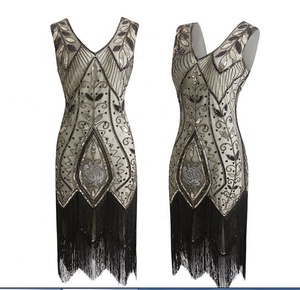 Bestdance Grandes Tailles!!Vintage 1920s Clapet Gatsby Robe De Soirée Fantaisie Costumes U Cou Cap - Product Image 5