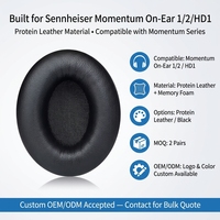 Coussinets de remplacement en cuir protéiné et mousse à mémoire de forme pour casques supra-auriculaires Sennheiser Momentum 1/2/HD1, avec réduction du bruit