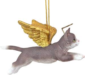 Pohon Natal Ornamen Polyresin Abu-abu Kucing Liburan Malaikat Kucing Ornamen Home Dekorasi Xmas Dekorasi Hadiah - Product Image 2