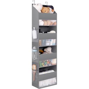 Over The Door Organizer 4 <b>Shelf</b> 6 Pockets Waterproof Polyester Storage Rack For Toys Baby Items Behind Door <b>Wall</b> <b>Mount</b> - Product Image 1