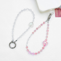 Chaîne de téléphone portable en cristal avec boucle double extrémité, bracelet anti-perte, chaîne de téléphone portable avec perles en forme de cœur