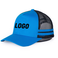 Casquette de baseball en coton respirant avec logo personnalisé brodé, 5 panneaux, style trucker marine, avec 2 bandes