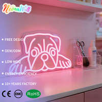 Enseigne néon LED Neonawall Chien Pug, Décoration murale en acrylique, Néons LED à intensité variable USB, Garantie 2 ans, IP65, pour la maison, la chambre, la boutique d'animaux, cadeau