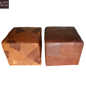 Yeni tasarım yüksek kalite hakiki deri osmanlı <span class=keywords><strong>modern</strong></span> kare kahverengi deri sandıklı tabure lving odası ahşap osmanlı yan masa - Product Image 2