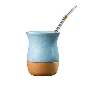 Taza de té Yerba Mate de cerámica y madera Vintage con juego de pajitas, regalos de negocios al aire libre de lujo, fiestas de boda, logotipo personalizado - Product Image 1