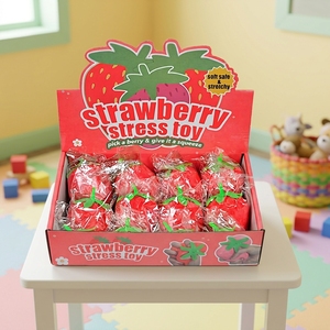 Stress Relief Strawberry Squishy Fruits Red Cute Eco-Friendly TPR Soft Stress Relief Girl Birthday Gift Promotional <b>Desk</b> <b>Toy</b> - Product Image 1
