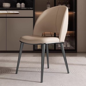 Sedia da Pranzo BST in Stile Italiano in Pelle Ultra-Fibra, Lusso Leggero, Schienale Alto, Design Semplice, Sedia per Hotel e Ristoranti in Metallo - Product Image 4