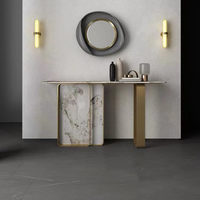 Table console moderne en acier inoxydable avec rangement, design contemporain, couleur et taille personnalisables pour hôtel, maison, salon, meubles