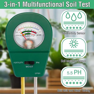 เครื่องวัดค่า <span class=keywords><strong>pH</strong></span> ในร่มกลางแจ้งแบบ3-in-1ใช้แบตเตอรี่สำหรับทดสอบความเป็นกรดของพืชและแสงแดด - Product Image 2