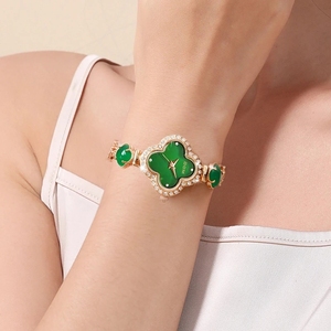 <span class=keywords><strong>Montre</strong></span>-bracelet DOM Rétro de Luxe pour <span class=keywords><strong>Femme</strong></span>, Cadran Vert, Bracelet Trèfle à Quatre Feuilles, <span class=keywords><strong>Tendance</strong></span> Simple, Étanche, pour Homme - Product Image 4