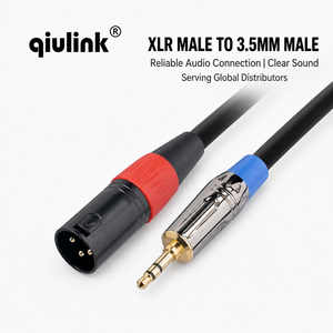 Câble audio 3,5 mm mâle vers XLR mâle plaqué or, mini-jack TRS 1/8 pouce vers cordon XLR pour ordinateur portable, téléphone vers console <span class=keywords><strong>de</strong></span> <span class=keywords><strong>mixage</strong></span> - Product Image 1