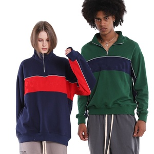 Özel Logo baskılı Hoodies toptan yüksek kalite Unisex Streetwear kazak yarım <span class=keywords><strong>Zip</strong></span> yaka kazak