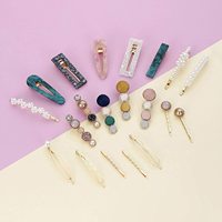 Ensemble de 20 pinces à cheveux en perles de qualité supérieure, barrettes à cheveux en résine acrylique tendance, épingles à cheveux pour femmes et filles - F