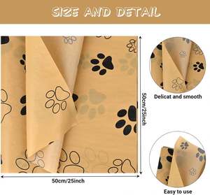 Papel de Envolver de Color Marrón con Estampado de Huellas de Animales y Logotipo Personalizado para Ropa, Calcetines y Zapatos de Mujer, Embalaje Reciclable de Primera Calidad para Regalos - Product Image 2